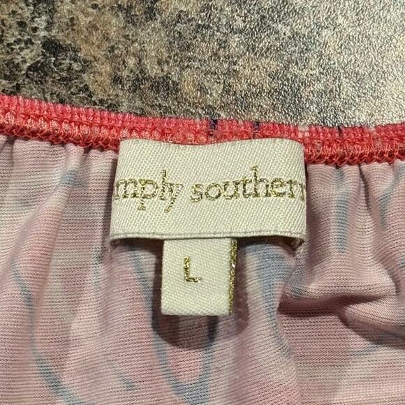 Simply Southern Dress Off Shoulder Shell Bell Sleeve Coastal Beachy Pink Large - Picture 2 of 5